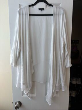 Lane Bryant White Open Draped Cardigan Vest